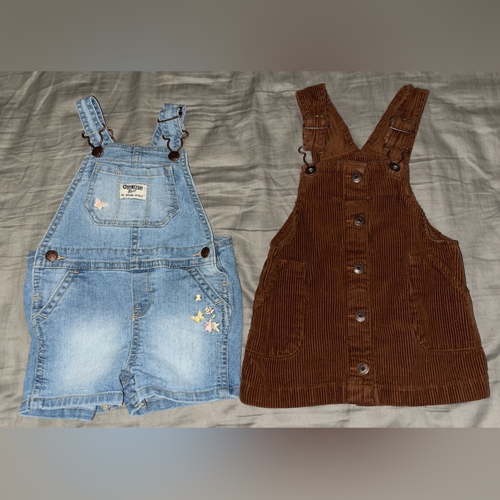 SET OF 2 OSHKOSH B'GOSH OVERALL STYLE SHORT AND DRESS SET